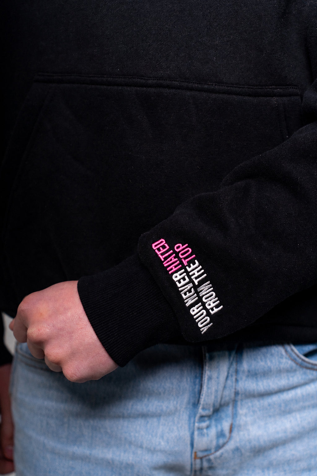 Pink Chenille Embroidery Hoodie