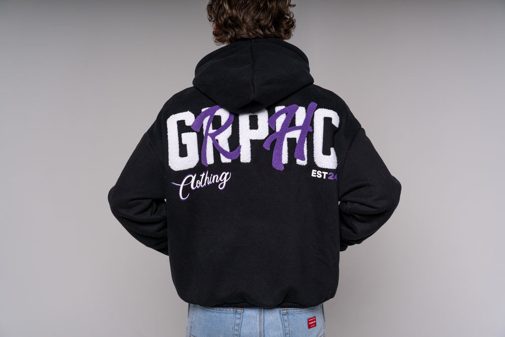 Purple Chenille Embroidery Hoodie