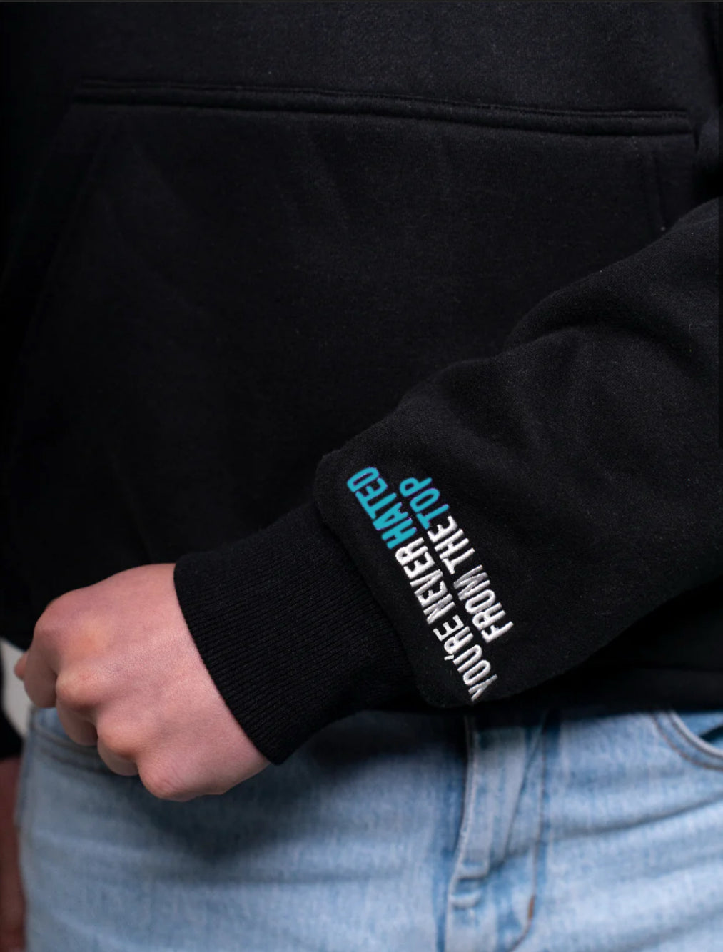 Blue Chenille Embroidery Hoodie